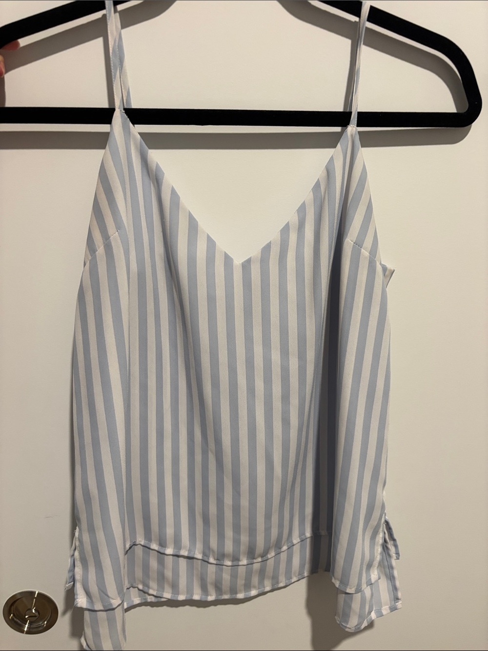 Forever 21 Light Blue & White Striped V-Neck Cami